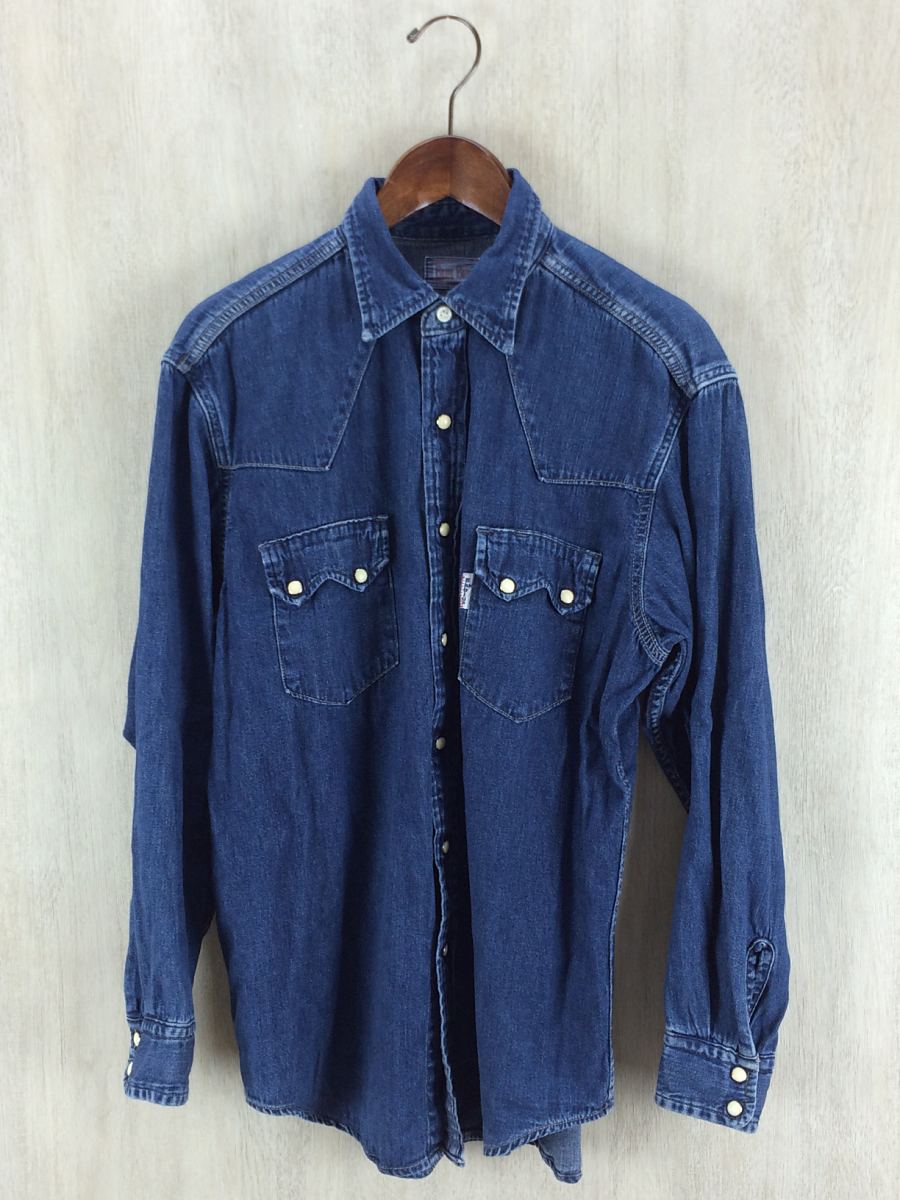 BLUE BLUE◆長袖シャツ/2/デニム/IDG/無地
