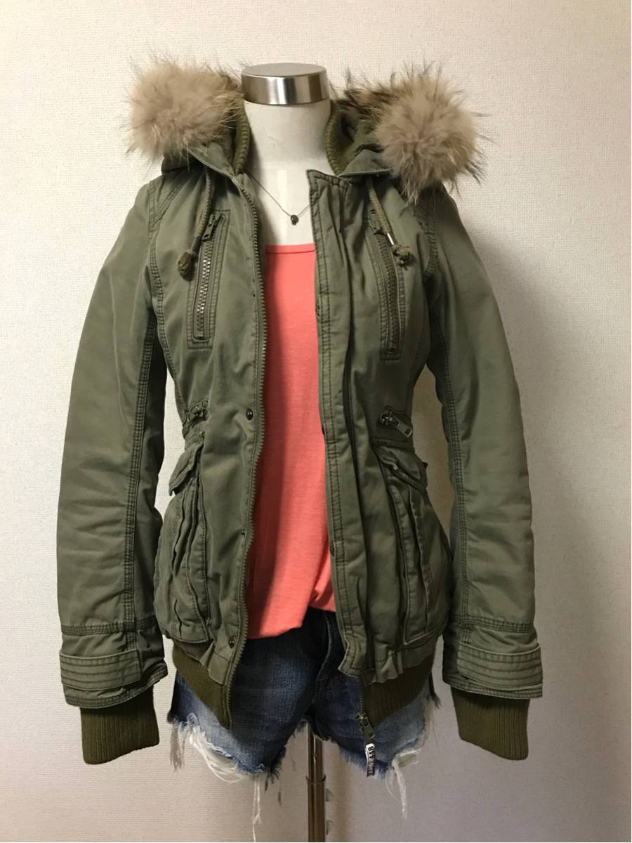 moussyマウジー☆モッズコート ミリタリー カーキ リアルファー size1 