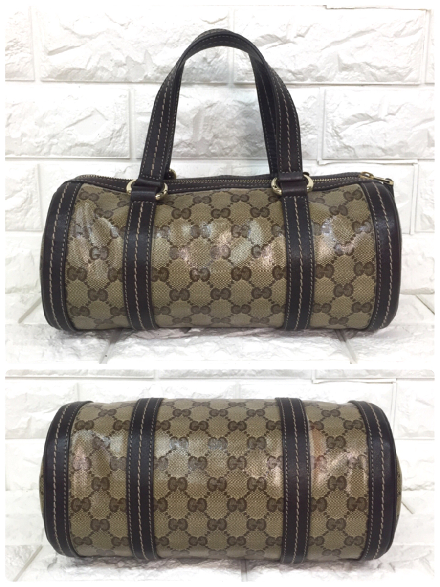 1円 GUCCI グッチ GGクリスタル リボン キャンバス レザー ミニ