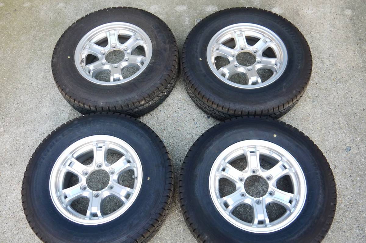 195&frasl;80Ｒ15 200 ハイエース スタッドレス ブリジストン ＶＬ1 2014年 バリ山 アルミセット
