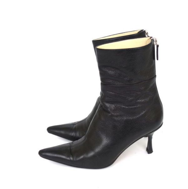 グッチ GUCCI バックジップ ショートブーツ 36.5 (23.5cm) ブラック 