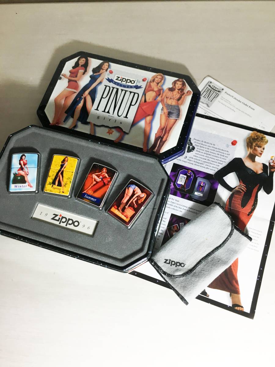 【未使用・未開封】 ZIPPO PINUP Girls　4個セット 1996年 / 缶ケース付き ギャランティ付き オーダーフォーム付き