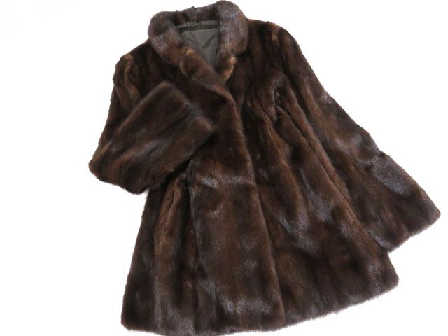 美品▽SAGAMINK サガミンク 本毛皮コート 毛質艶やか・柔らか◎ ダーク 