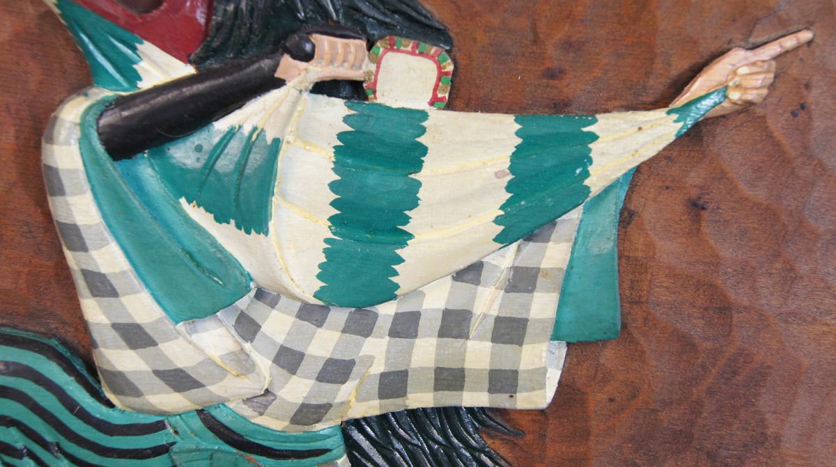 G52 農民美術 上田獅子 工芸品 木彫り 彫刻 木工 在銘 壁掛けの入札