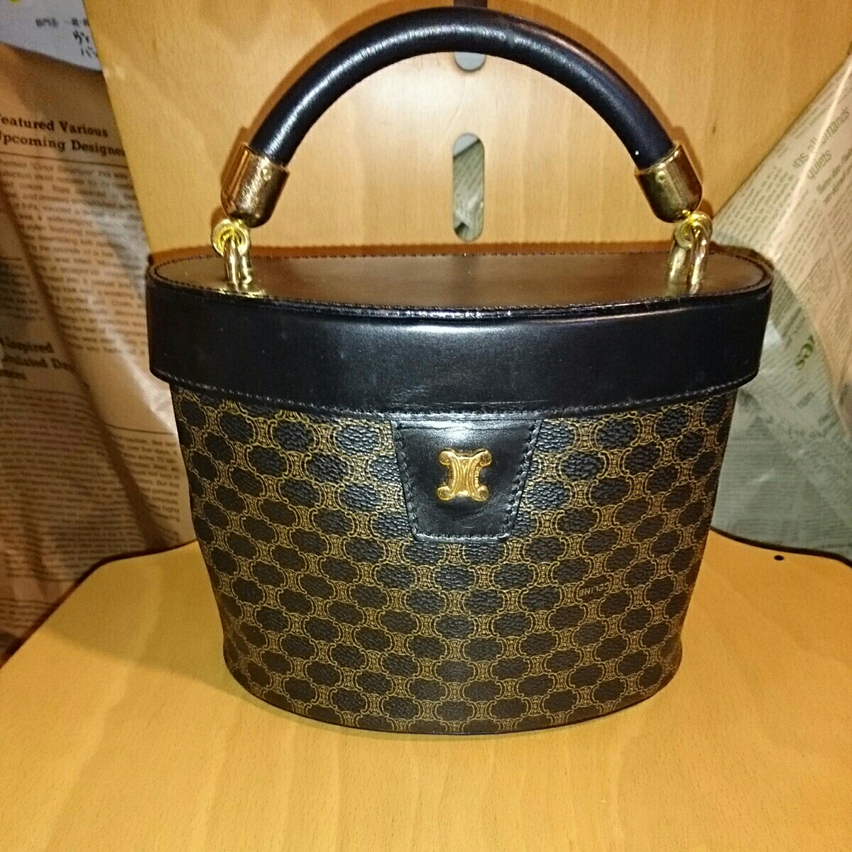 人気買蔵 1円スタート CELINEセリーヌ/バニティバッグ マカダム柄 
