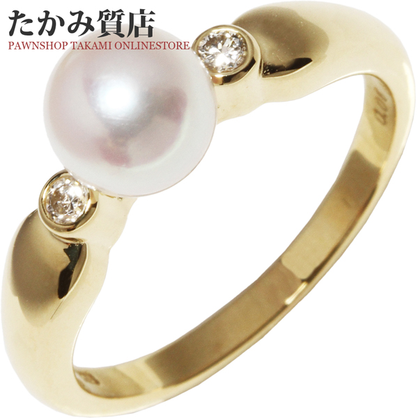 質屋[中古]TASAKI(田崎真珠) K18YG パール(真珠)6.6ミリ/ダイヤ0.06ct
