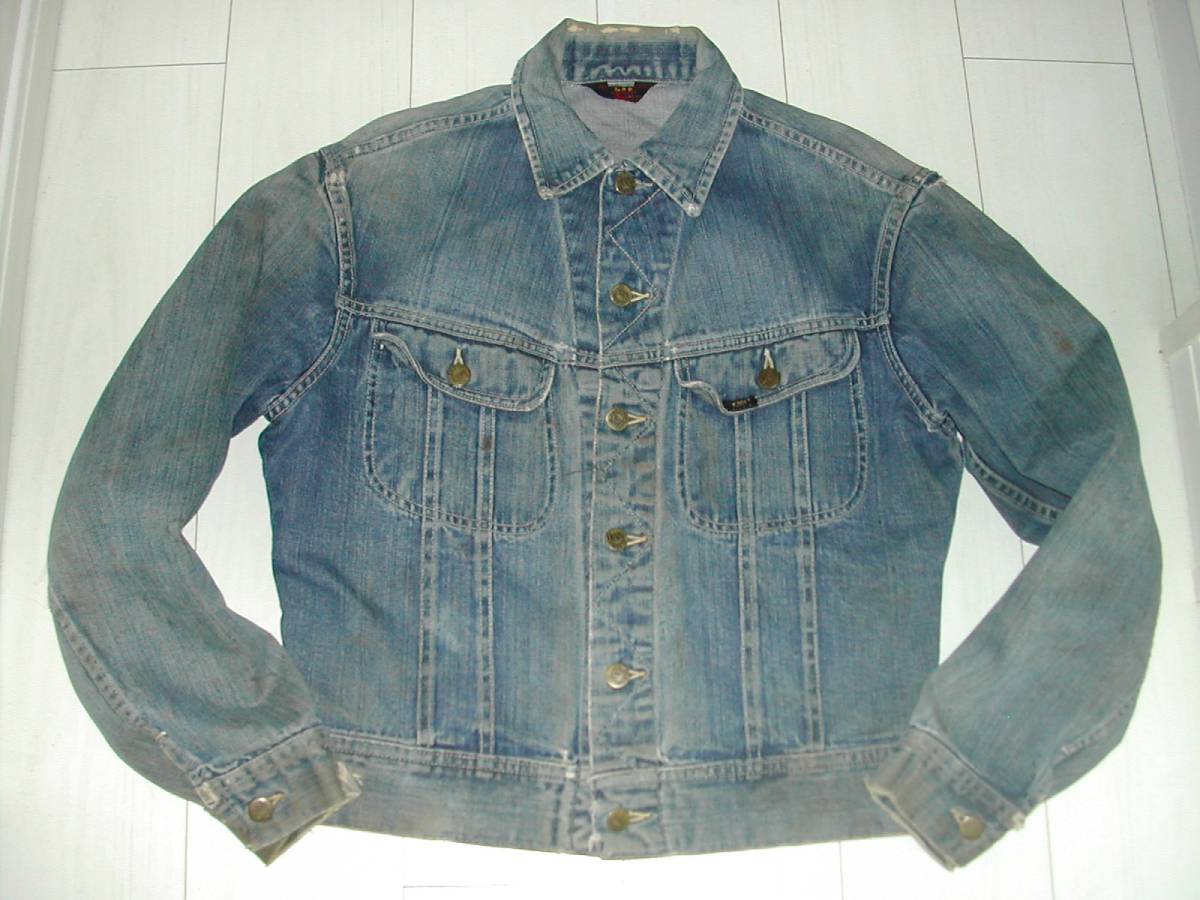 縦落ち！50'sビンテージ・Lee101-J三角赤タグオリジナル！R，MRなしボタン裏K！オールイエローステッチ！507XX時代物！40s大戦