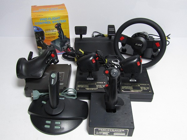 K11-2295[WWW]【8点セット】フライトスティック スロットル ハンドルなど Thrustmaster/Saitek X35T/SideWinder 3D Pro【ジャンク扱い】1円