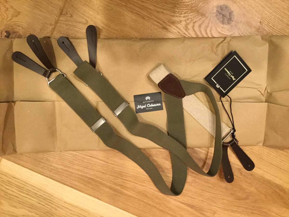 新品 ナイジェルケーボン サスペンダー アーミー オリーブ