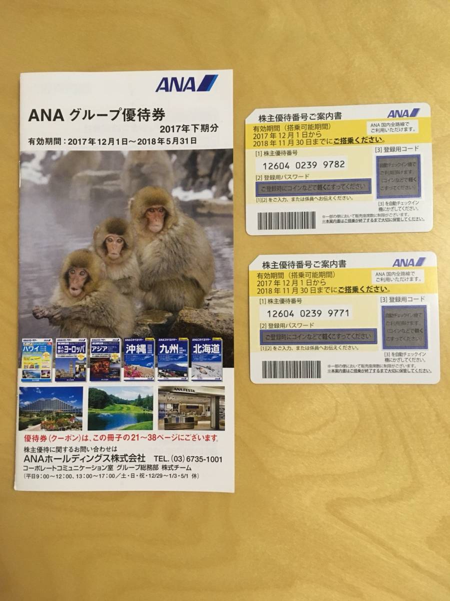 ANA株主優待券2枚とグループ優待券冊子