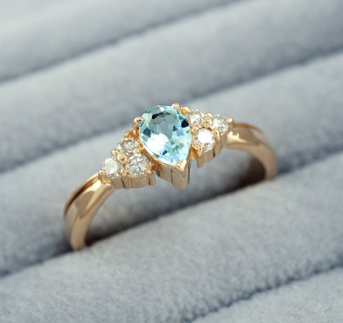 ★ 最落無し K18YG 天然 アクアマリン ダイヤモンド 0.19ct