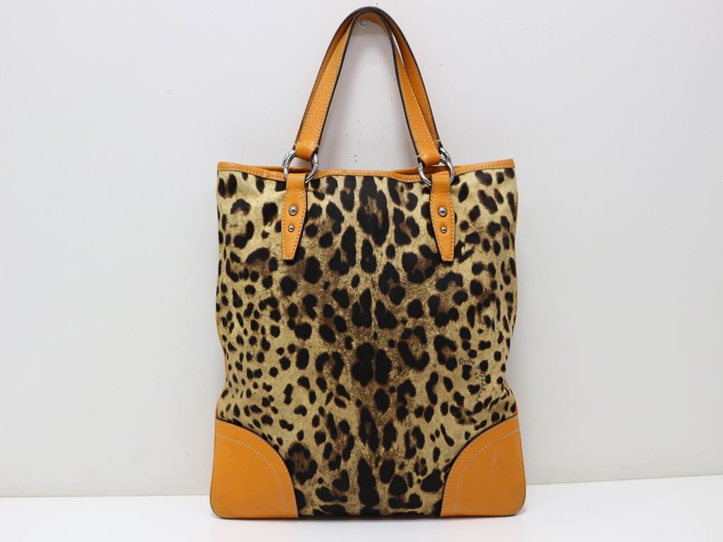 正規良品【ドルチェ&ガッバーナ】ハンドバッグ　ヒョウ柄×オレンジ　j416