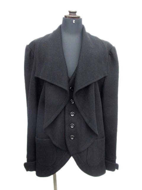 リミフゥ LIMI feu　ウール 変形 ジャケット ブルゾン S ヨウジヤマモト 黒 ブラック レディース