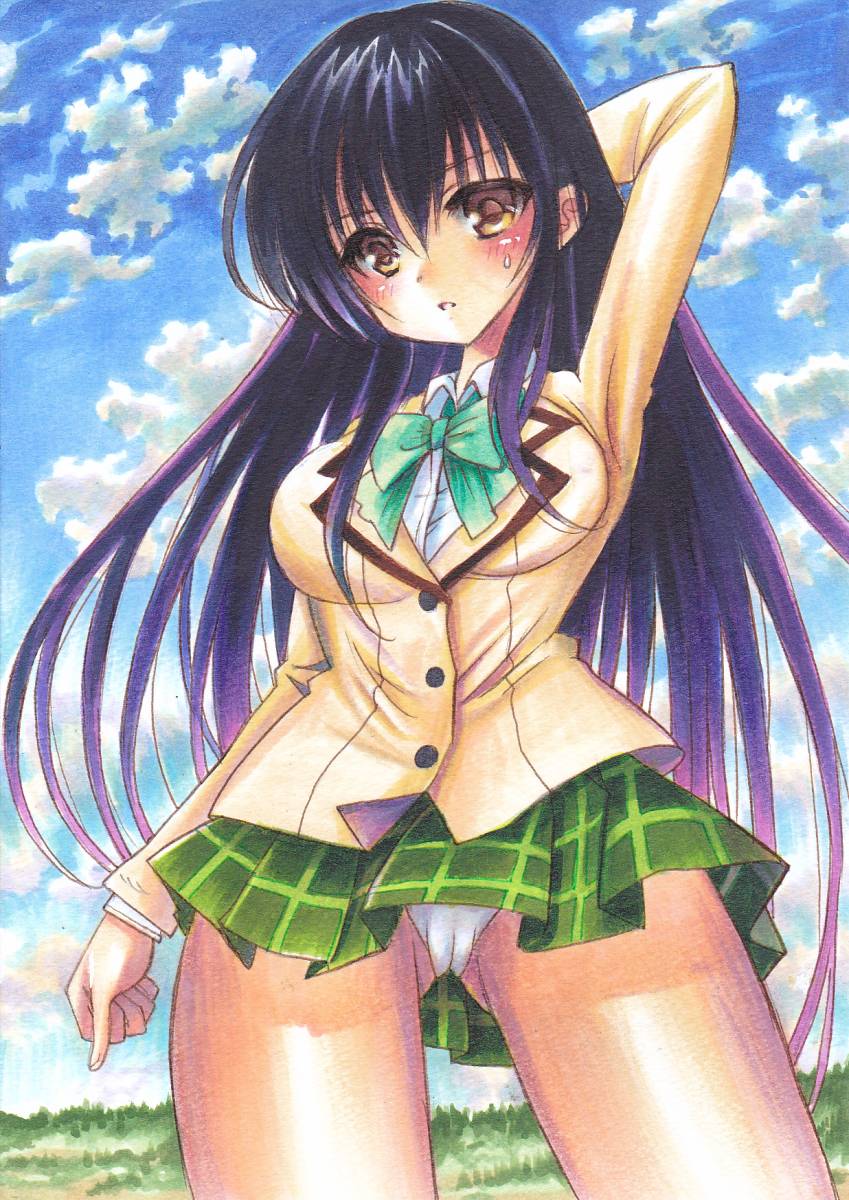 同人手描きイラスト☆トラぶるダークネス　古手川唯 「ハレンチな！？」 A4サイズ