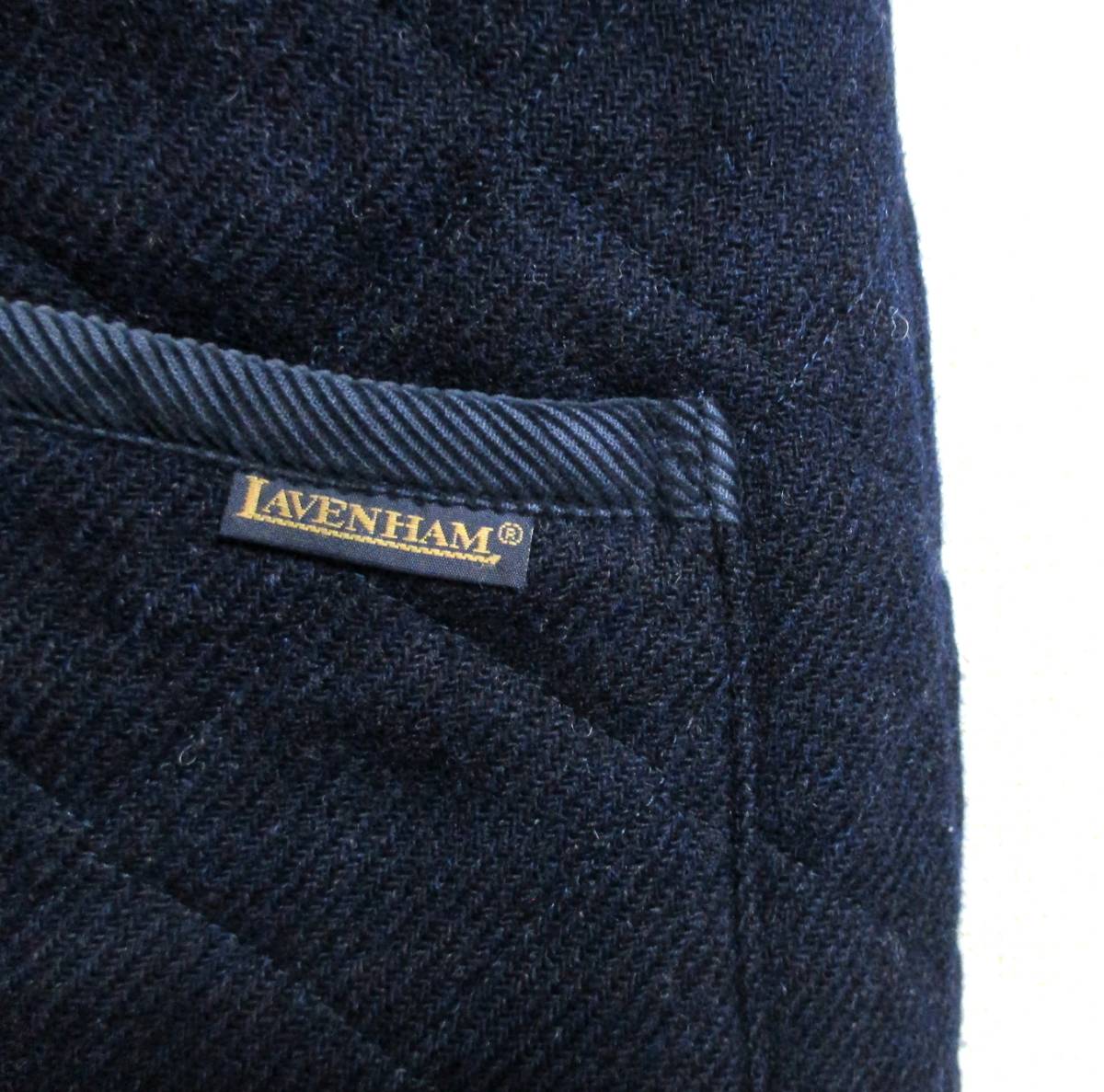 英国製 LAVENHAM/ラベンハム ウール キルティングジャケット 36 ネイビー