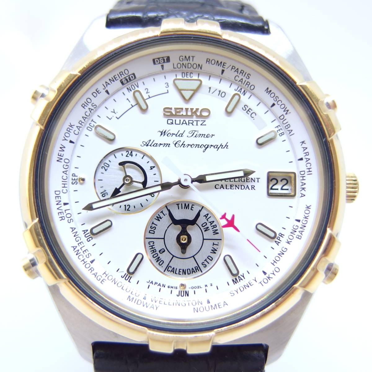 ワールドタイマー SEIKO 6M15-0020 セイコー アラーム クロノグラフ 