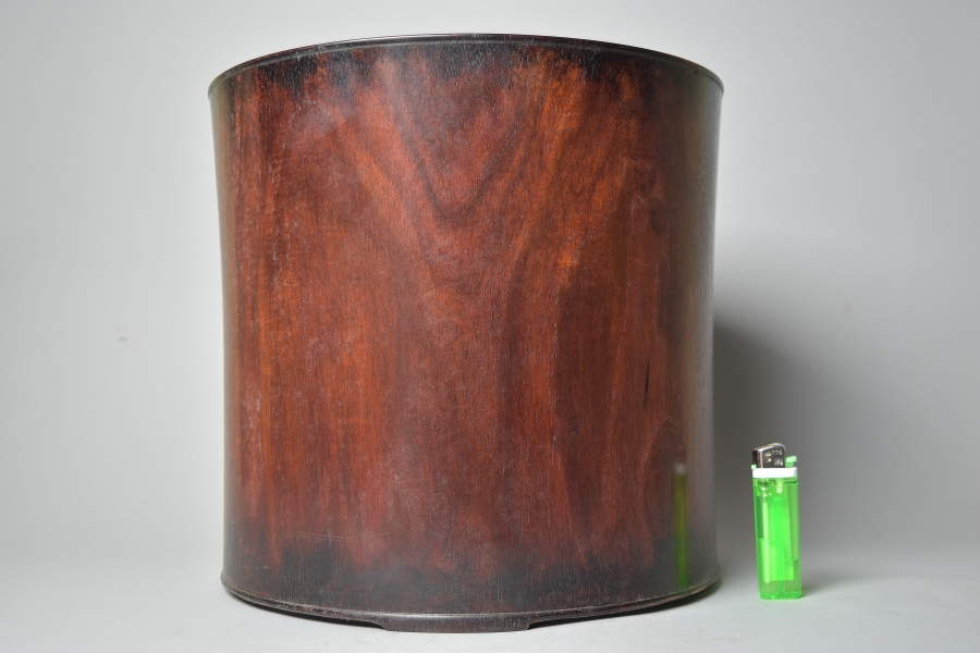 【趣楽】 書道具　唐木刳り貫き特大筆筒　５，７ｋｇ　筆立て　U341