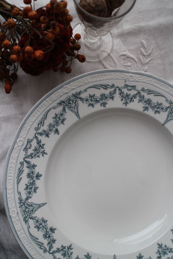 仏 アンティーク Sarreguemines/サルグミンヌ U&C レリーフプレート LOUIS XVI d