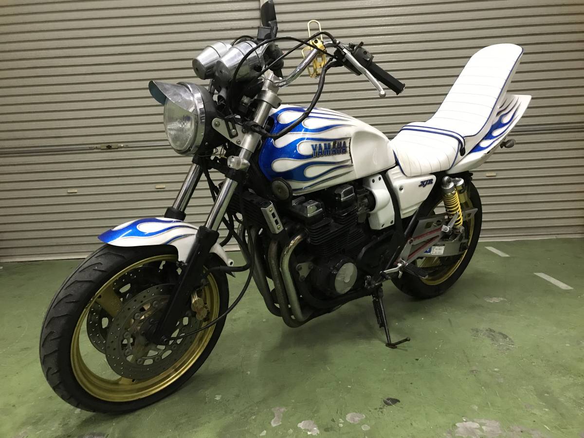 ヤマハ Xjr400 4hm H7年 1発始動 三段シート 青ファイヤーパターンペイント Rcリアサスペンションs Beetテール アップハンドル 251cc 400cc 売買されたオークション情報 Yahooの商品情報をアーカイブ公開 オークファン Aucfan Com