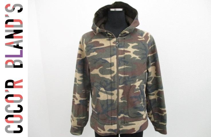 同梱可 伊太利屋 ジップアップパーカー 9 M 迷彩 カモ柄 猫 レディース