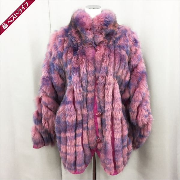 1円 本物 毛皮 リバーシブル ハーフコート フォックス × レザー リアル 