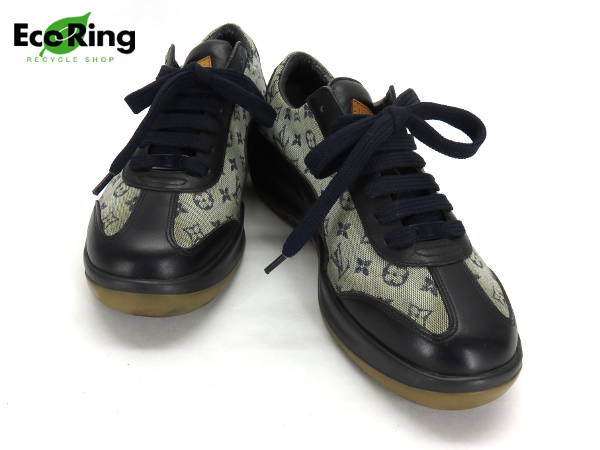 1円 ヴィトン モノグラムミニ スニーカー サイズ36 ネイビー DD877