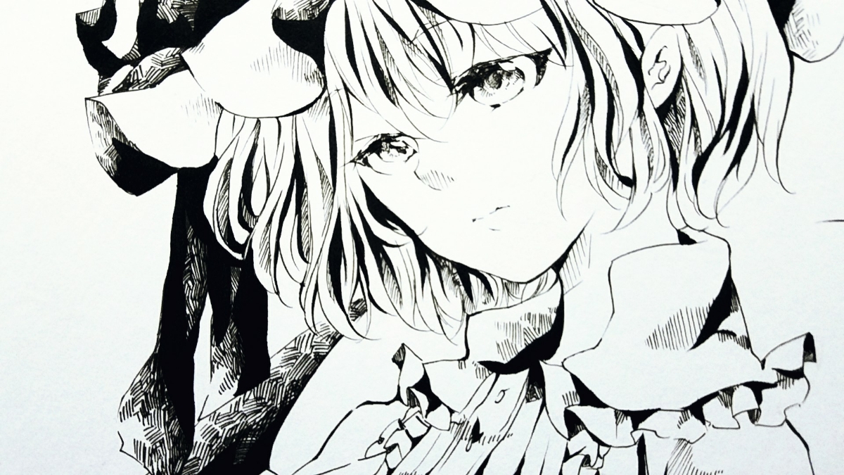 同人手描き東方イラスト レミリア スカーレット 色紙 モノクロの入札