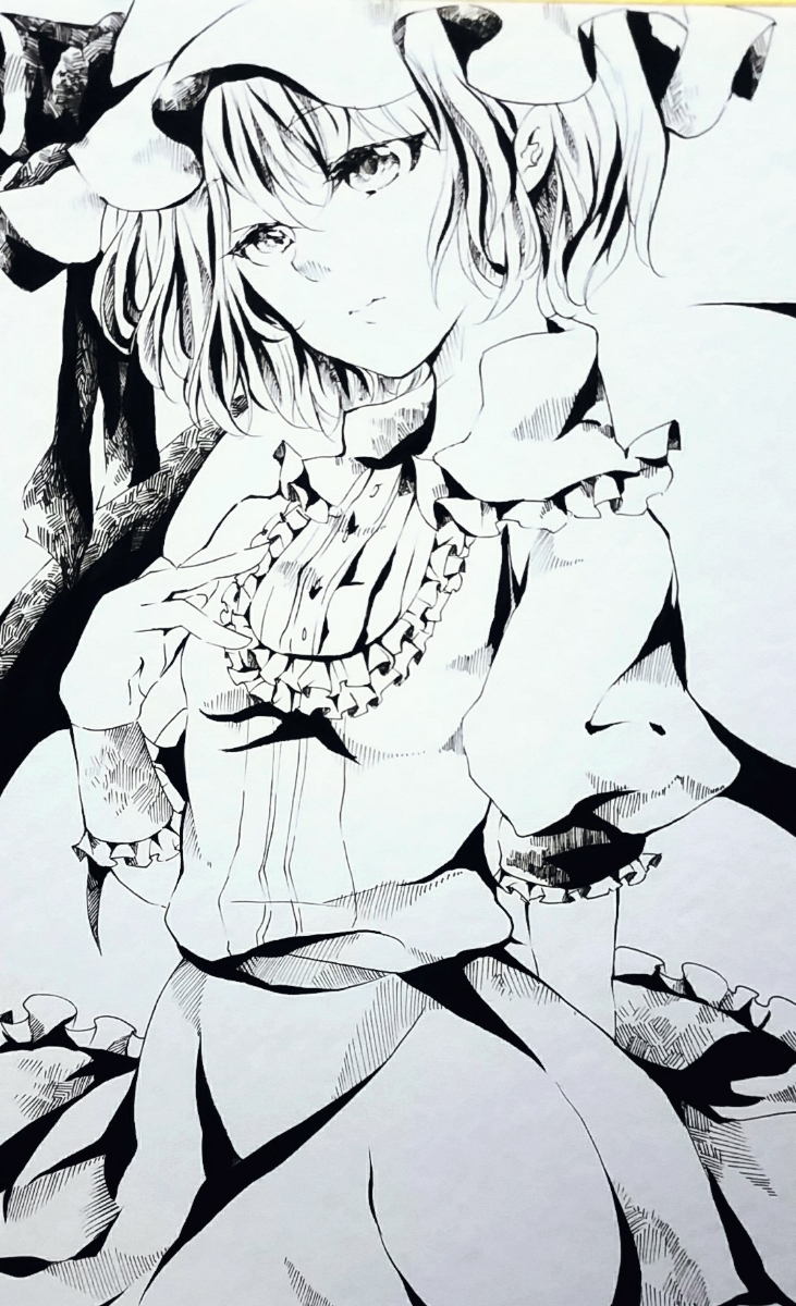 同人手描き東方イラスト レミリア スカーレット 色紙 モノクロの入札
