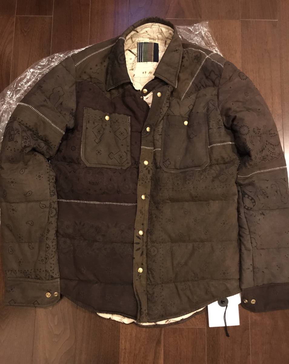新品 サイズ1 VISVIM ICT KERCHIEF DOWN JKT N.D. ペイズリー 泥染め 品番 0216905013007 ダウンジャケット バンダナ BANDANA 泥加工
