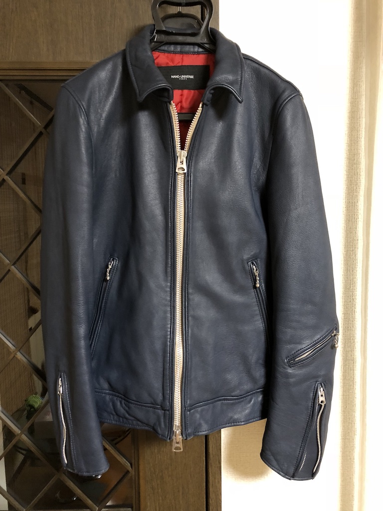 ナノユニバース VINTAGE SINGLE RIDERS ネイビー M ライダース 中古