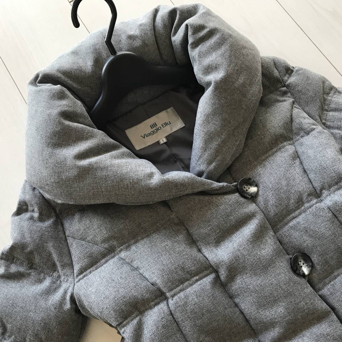 Viaggio Blu ビアッジョブルー☆ショールカラー☆ダウン ジャケット 