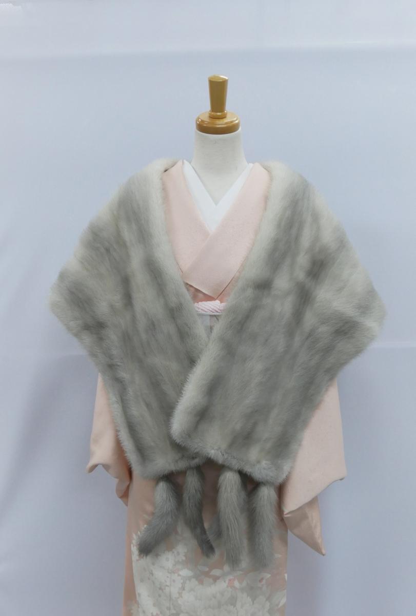お値打ち品【グレーミンク】サファイアミンクのショール◇肉厚で大判 