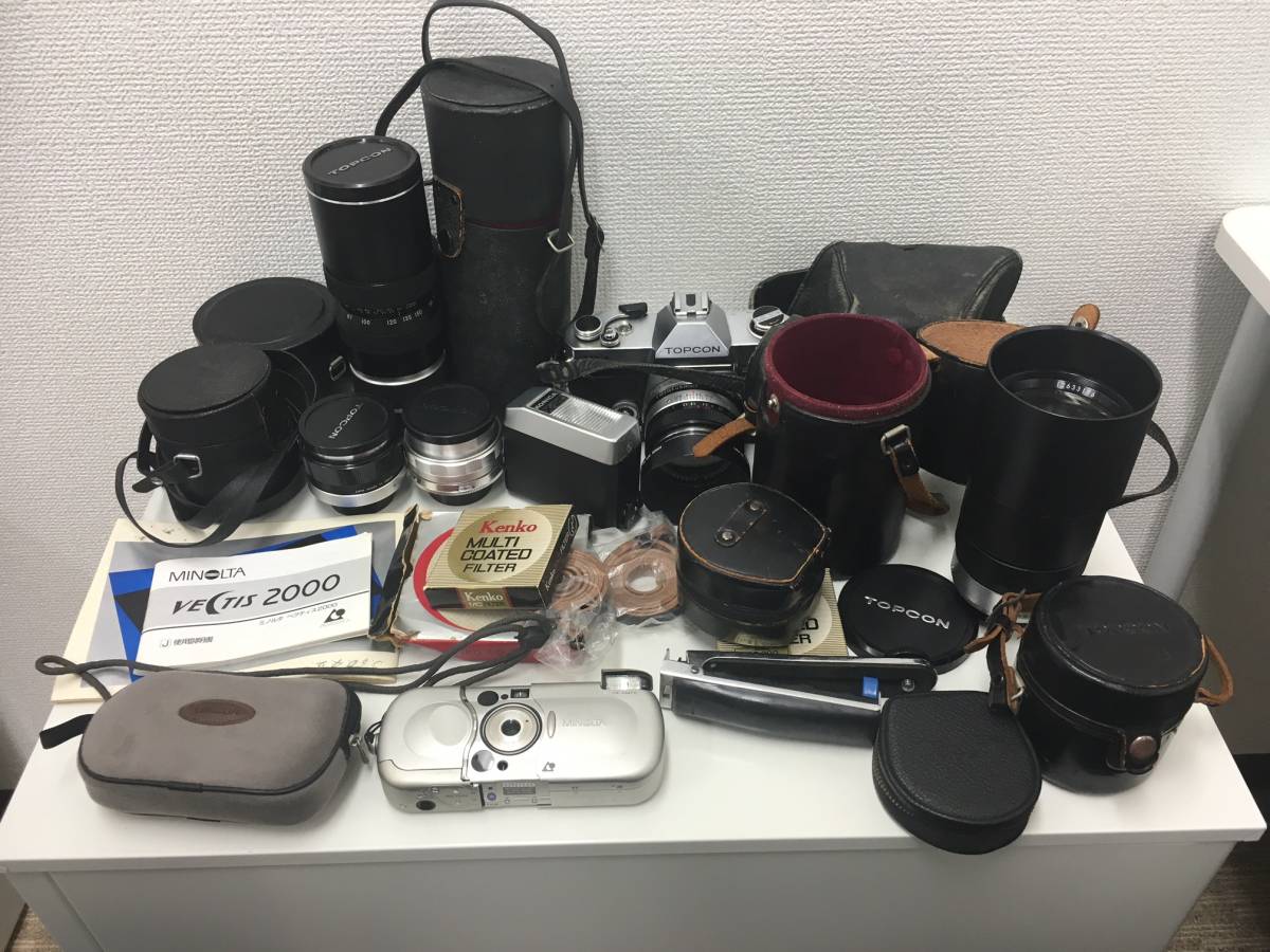 【793】カメラ TOPCON 　望遠レンズ付き　MINOLTA　VECTIS　2000　セット　ジャンク品
