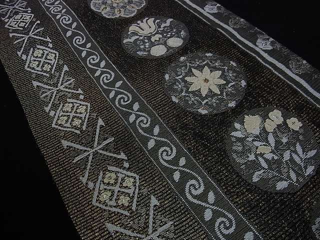 平和屋着物□極上 六通柄袋帯 丸吉祥文 唐織 モール 金糸 逸品