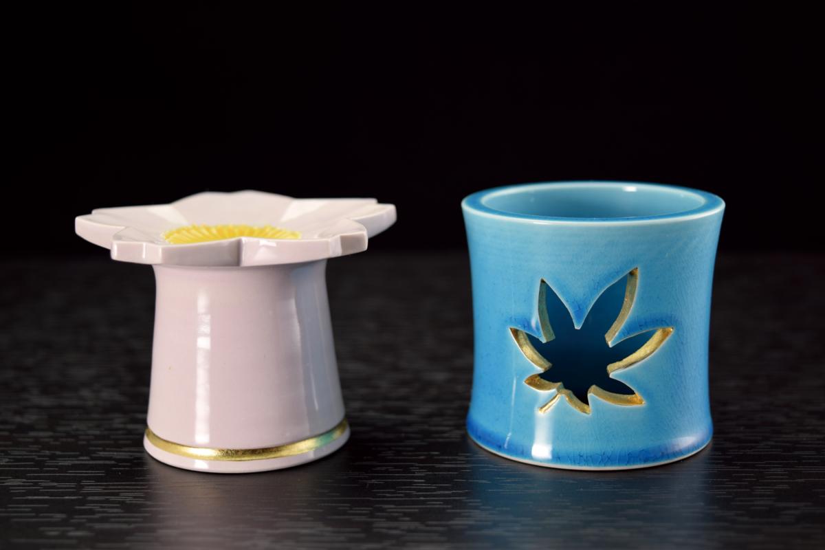 古彩◇古美術／蓋置 交趾焼 雲錦 中村翠嵐 茶道具 初出し