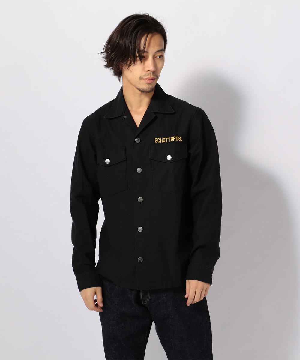 新作!! 早い者勝ち!! SCHOTT ショット ファティーグシャツ バックステージパス 黒 サイズM ブルゾン