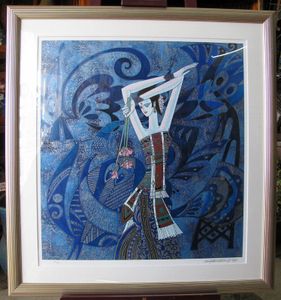 シルクスクリーン 丁紹光 ティンシャオカン「花と孔雀」／店頭渡し限定