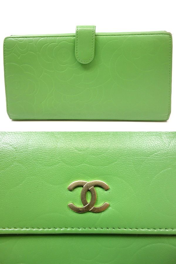 15番台 Chanelシャネル カメリア ココマーク 長財布 レザー グリーン系 緑 レディース財布 女性用財布 売買されたオークション情報 Yahooの商品情報をアーカイブ公開 オークファン Aucfan Com
