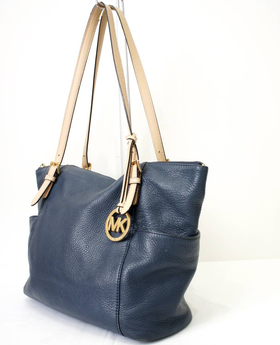 MICHAEL KORS レザートートバッグ ネイビー マイケルコース■0122Y
