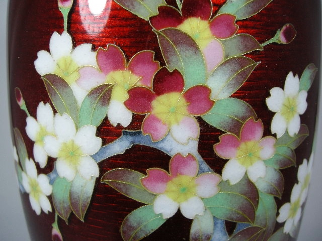 花瓶 舞桜文 有線七宝 七宝焼 30号有線七宝桜文花瓶 公式名古屋市観光