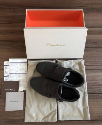 春先取り【2回使用 美品】santoni サントーニ スウェードダブルモンクスニーカー【定価】50，760円