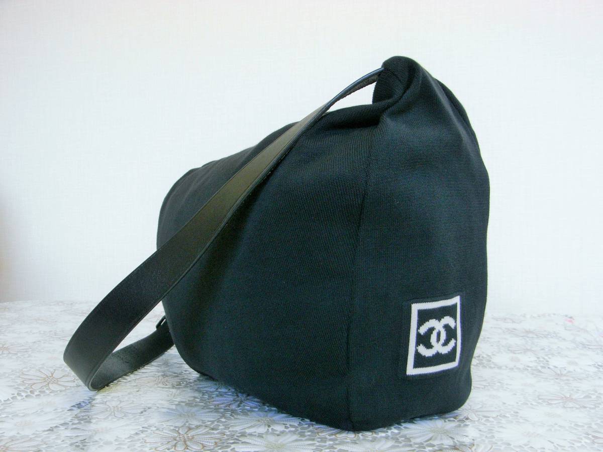 送料半額】【美品】 CHANEL シャネル ニット×レザー ショルダーバッグ 