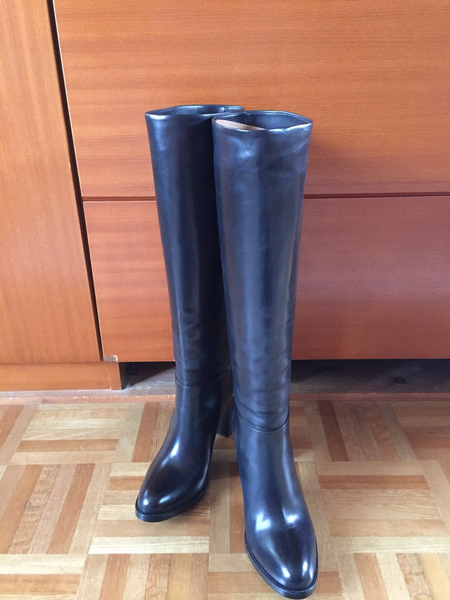 新品 サルトル ブーツ 38 1/2 SARTORE プレーンヒールアップ ロングブーツ ブラック ユナイテッドアローズ