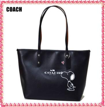 ☆新品☆COACH コーチ 37273スヌーピー コラボ レザー トートバック 