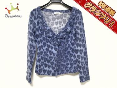 モスキーノ MOSCHINO トップス カーディガン サイズI42 M ライトブルー×ネイビー レディース JEANS/フラワー/ハート柄
