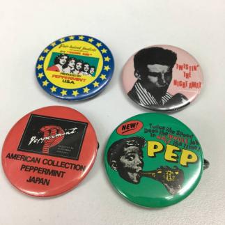 ★当時物★ PEPPER MINT ペパーミント コブラ 他 缶バッチ 4点セット ロカビリー クリームソーダ