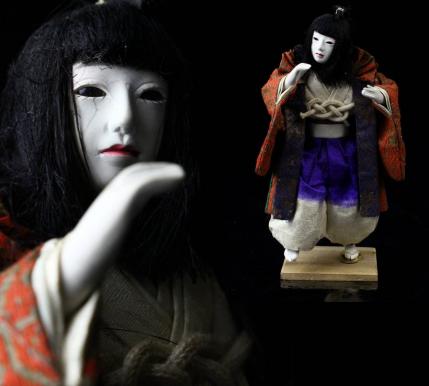 【櫻】明治期 縮緬着物 人形置物 日本人形 古美術品 [z]2