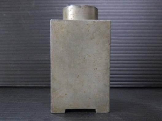 瑞成 うぶ品 中国唐物 錫製四方茶入 煎茶道具 点銅款