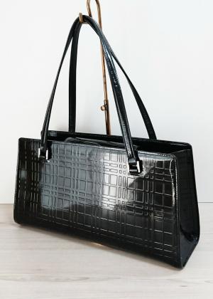 美品 バーバリー エナメル レザー ショルダーバッグ ハンドバッグ 