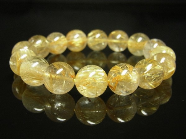 お試し 12ミリ ゴールドルチルブレスレット 黒水晶 高級感あふれる